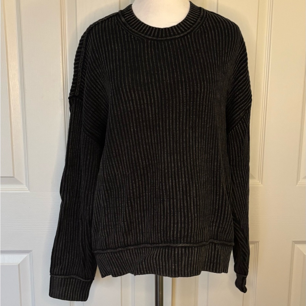 Hollister Charcoal Ribbed Crewneck Sweater